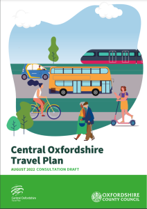 The front cover of the Central Oxford Transport Plan showing different transport modes.